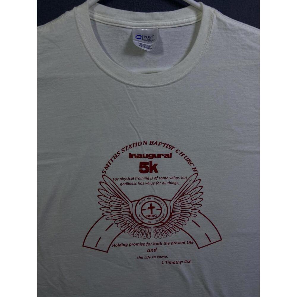 Vintage Shirt Mens 2XL White Smiths Station Baptist 5K Christian Run Tee VTG EUC